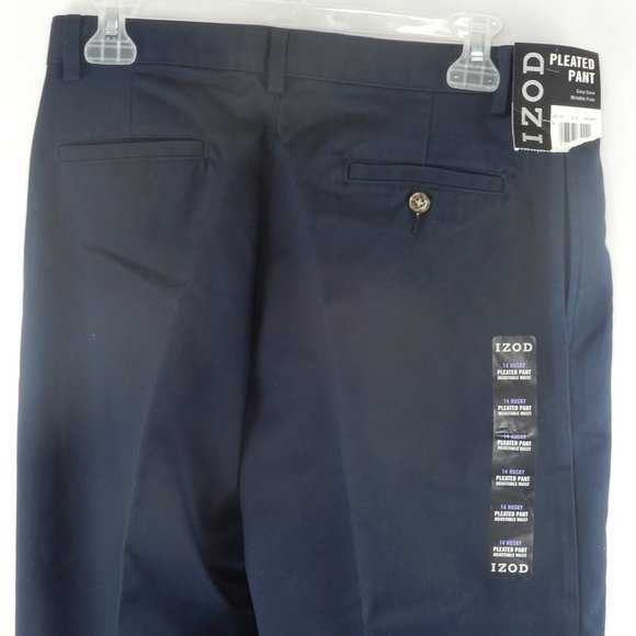 IZOD Boy's Pants Size 14 Husky Pleated Wrinkle Free Adjustable Waist NWT (K009) - Picture 8 of 8